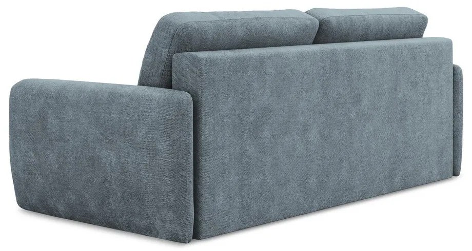 Szaroniebieska rozkładana sofa z tkaniny szenilowej ze schowkiem 218 cm Lilo – Makamii