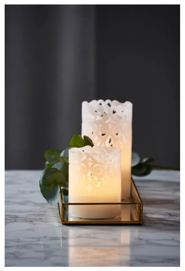 Biała woskowa świeczka LED Star Trading Clary, wys. 15 cm
