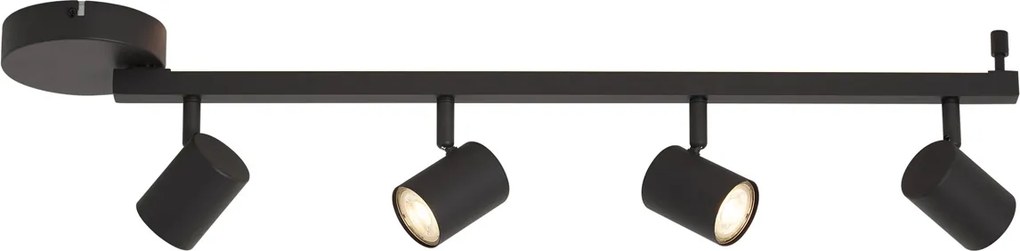 Nowoczesny czarny plafon 4-punktowy GU10 50mm z podświetleniem i przełącznikiem 3-stopniowym - Back Up