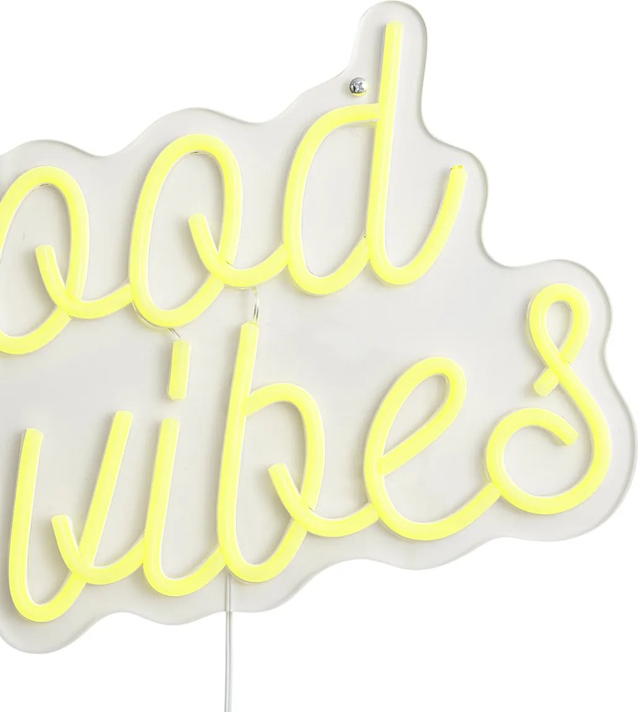 Neonowa lampa ścienna żółta z LED - Good Vibes