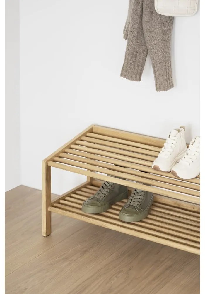 Naturalna szafka na buty z litego drewna dębowego Hillmond – Rowico