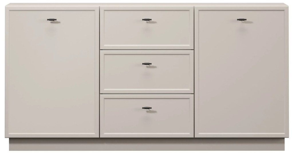 Komoda Lorini 150 cm z szufladami - kaszmir / czarne uchwyty T-bar