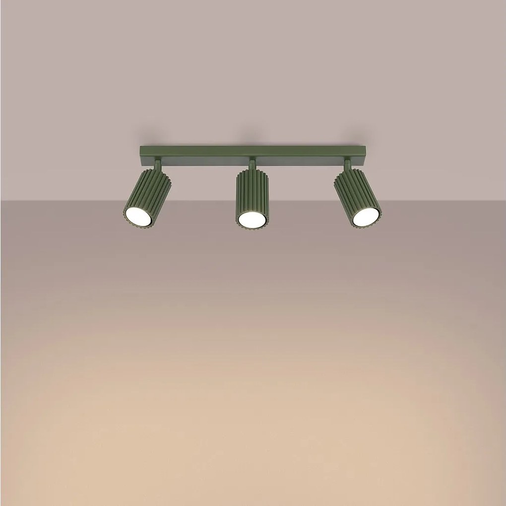 Lampa sufitowa minimalistyczny Gloow, aluminium - 3 źródło światła 3000K - L.45 x H.16.5 cm - zielony oliwkowy