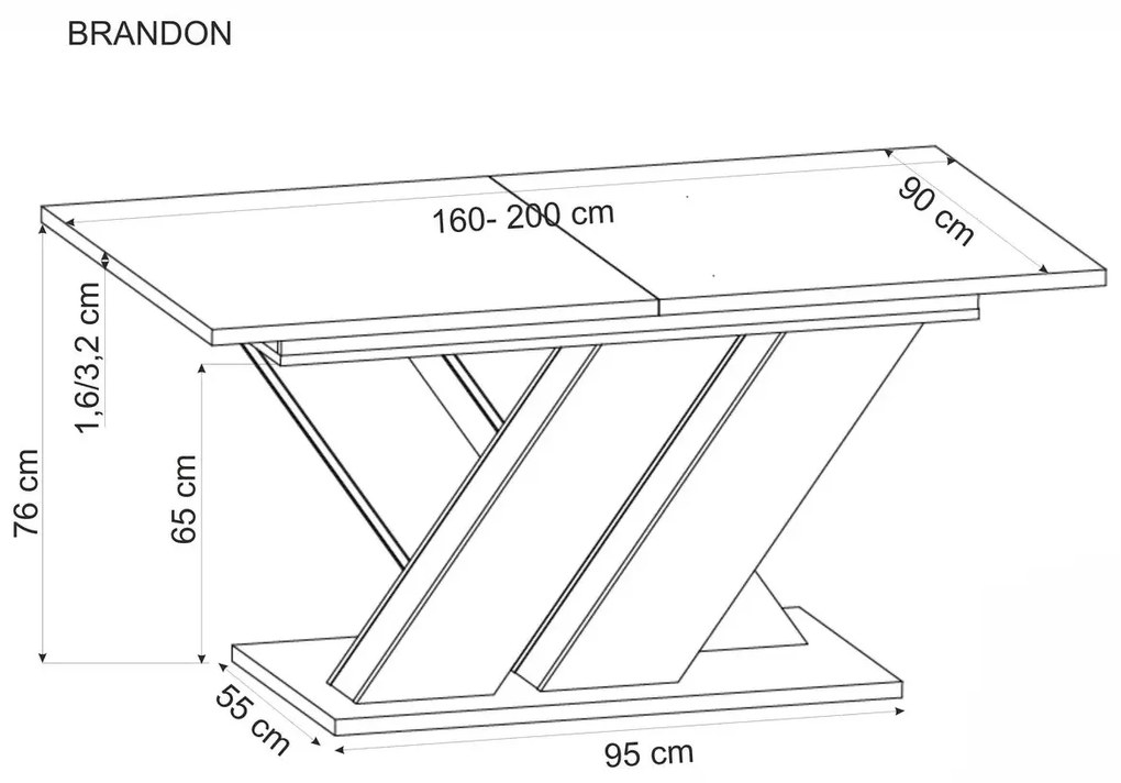 Stół rozkładany BRANDON 160(200)x90cm kaszmir/dąb cremona mat HALMAR