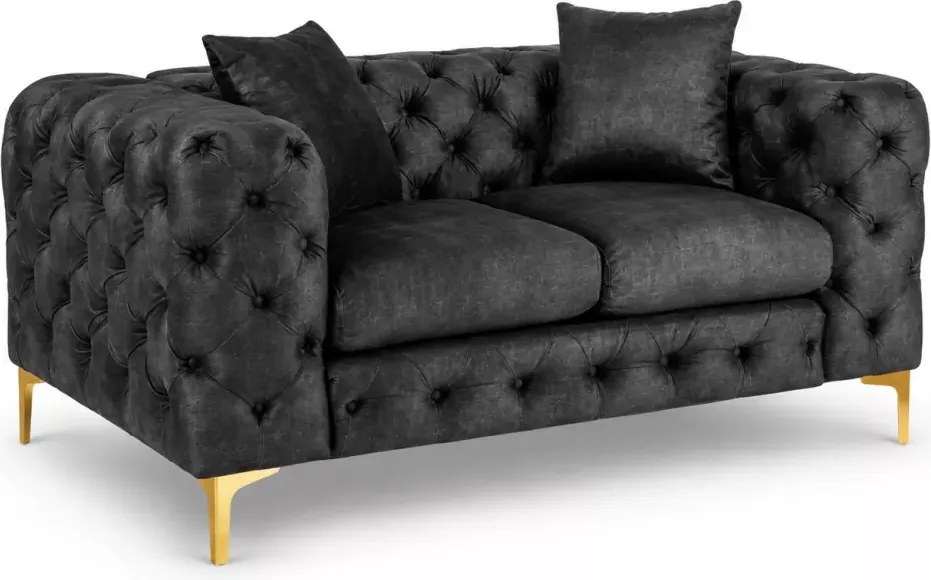 Luksusowa sofa Loario welurowa glamour z pikowaniem – elegancka sofa dwuosobowa do salonu