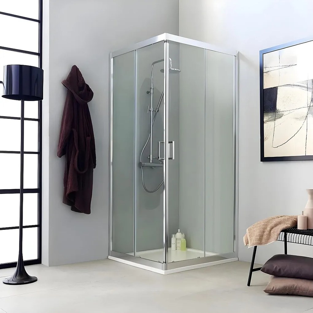 Kabina prysznicowa narożna z 2 drzwiami przesuwnymi "Ferrara Two" ze szkła transparentnego cm 70x70 195h