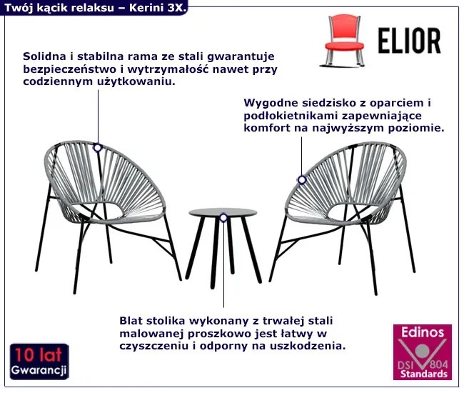 Zestaw jasnoszarych krzeseł ogrodowych M6-B27