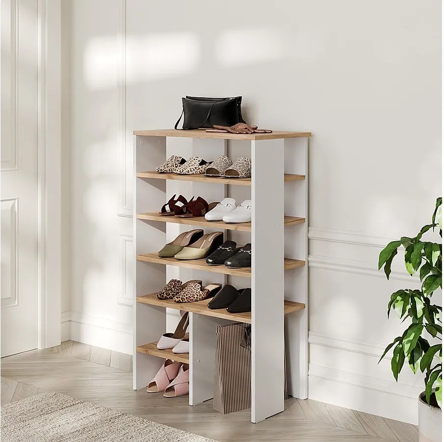 Szafka na buty biały/złoty dąb 60x34.4x100 marlon