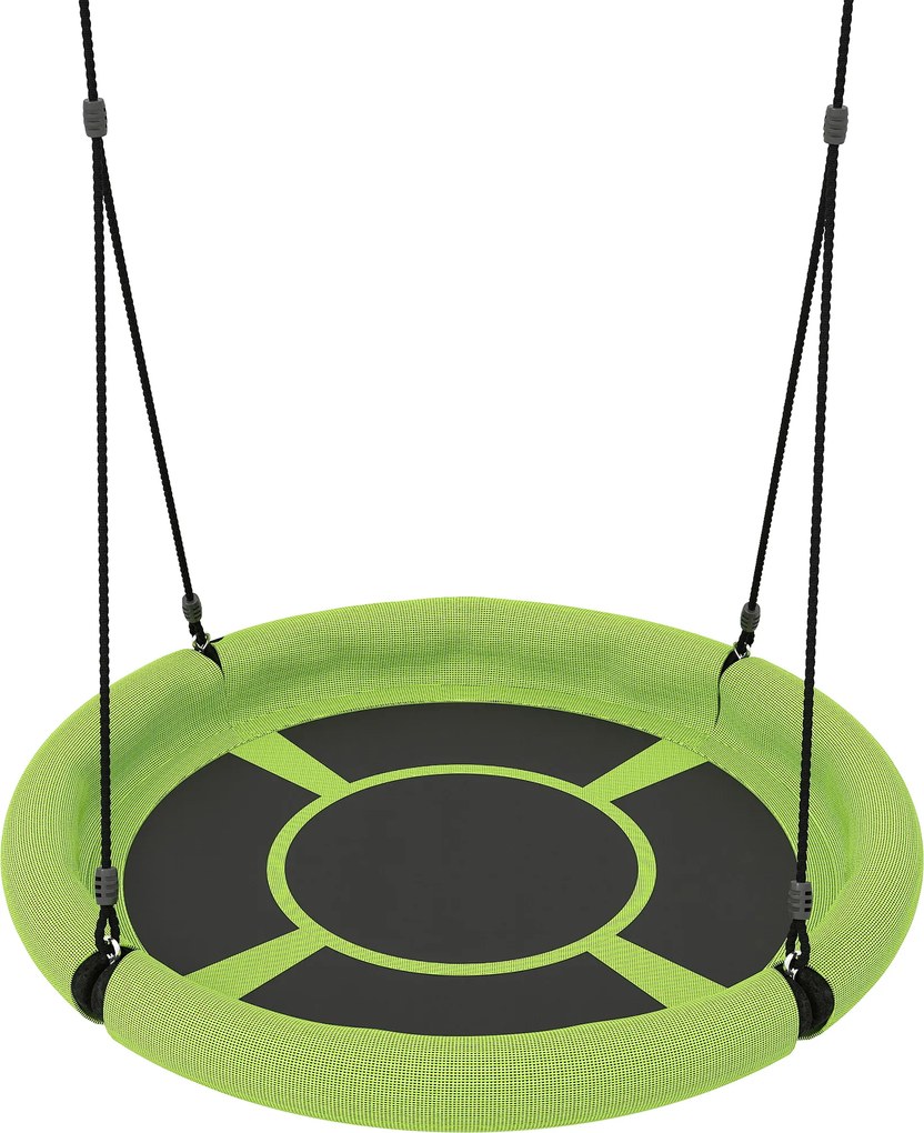 AIYAPLAY Huśtawka gniazdowa, Okrągła huśtawka ogrodowa, Obciążenie 150 kg, Regulowana wysokość, Zielona