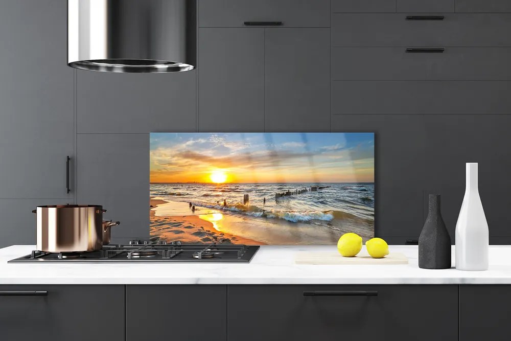 Panel Szklany Wieczór na Piaszczystej Plaży