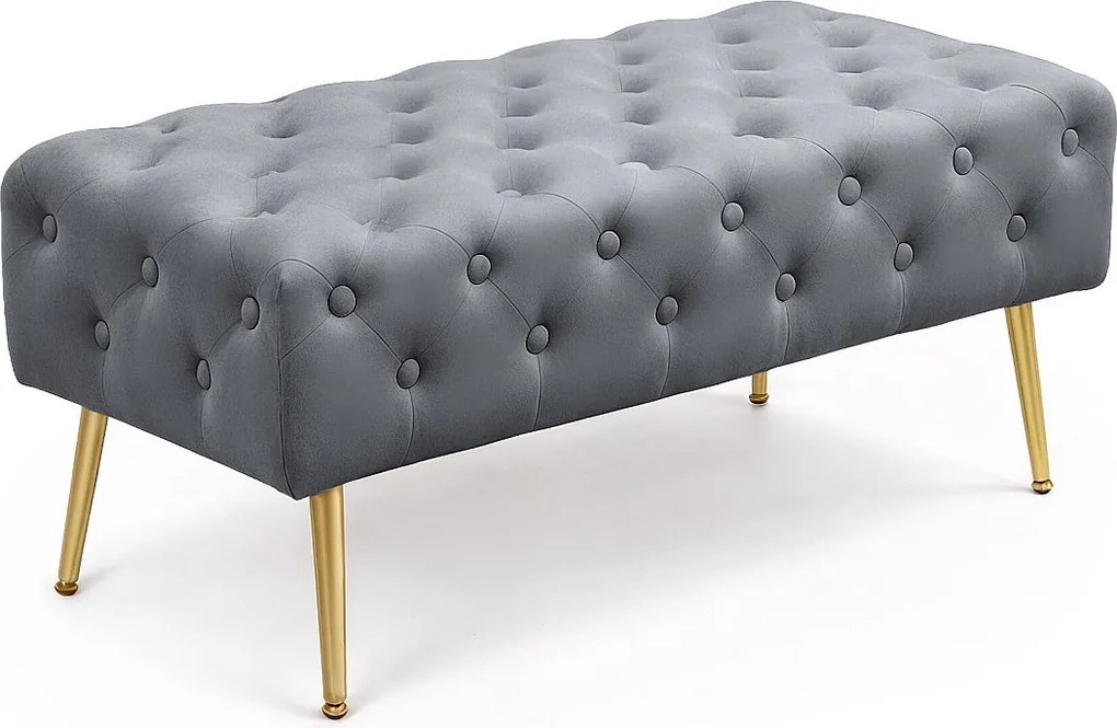 Ławka tapicerowana welurowa pikowana 100 cm MONACO Grafit