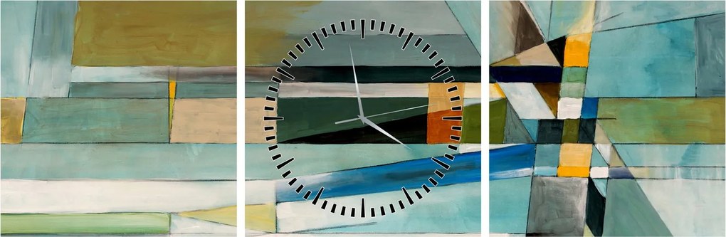 Obraz - Abstrakcja (z zegarem) (90x30 cm)