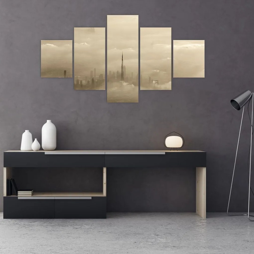 Obraz miasta w chmurach (125x70 cm)