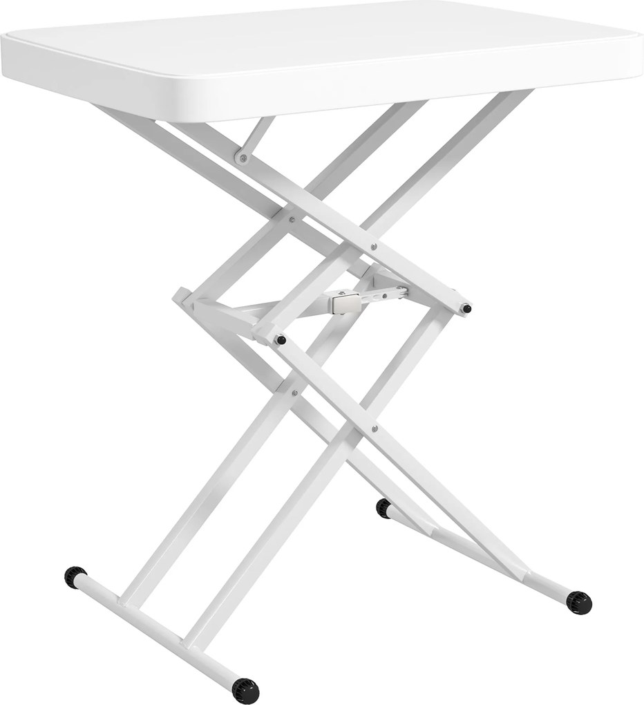Outsunny Stolik ogrodowy, przenośny stół zewnętrzny z tworzywa sztucznego i metalu, stolik bistro, na taras, ogród, biały