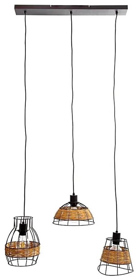 Żyrandol na lince TUNIS 4xE27/40W/230V czarny/brązowy