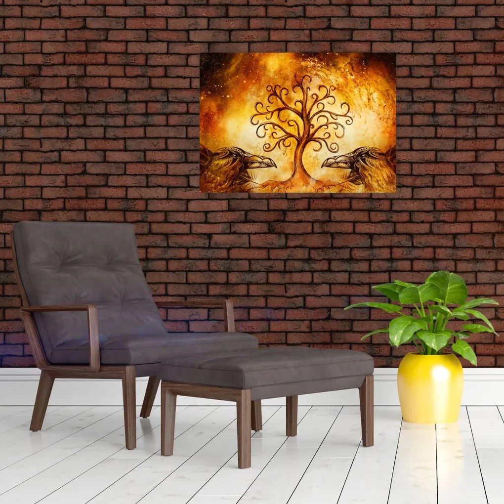 Naturalny abstrakcyjny obraz drzewa (70x50 cm)