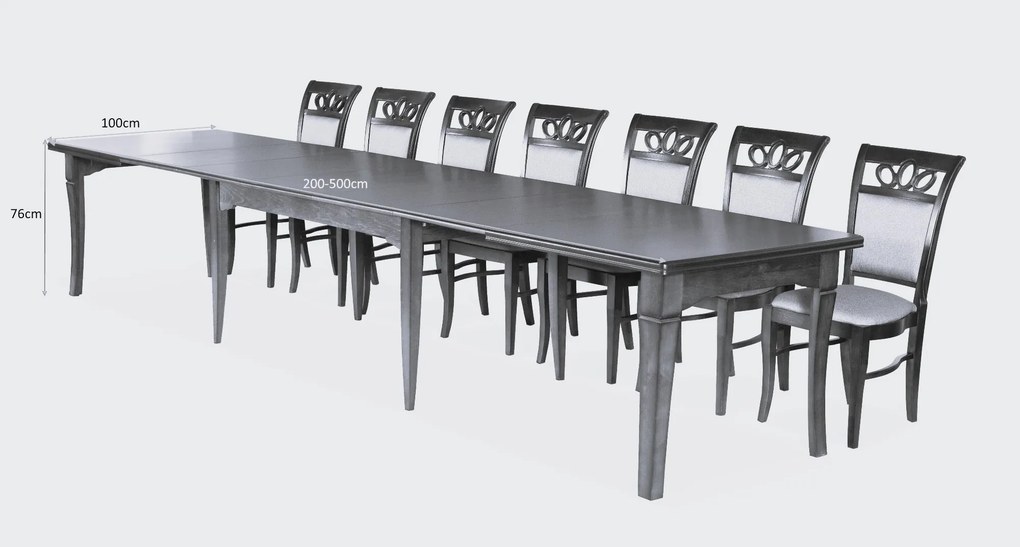 Stół rozkładany GRANDE Brązowy do Salonu Jadalni 200-500 x 100 x 76 cm, Prostokątny