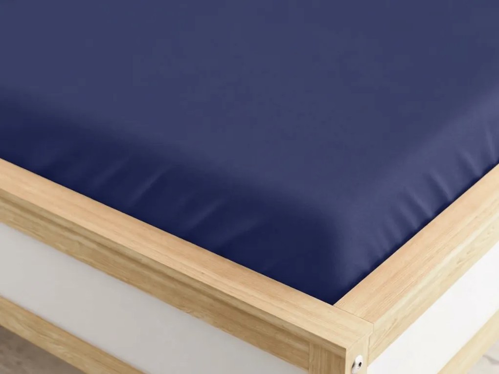 PrzytulneMieszkanie.pl Prześcieradło z gumką z mikrofibry w kolorze granatowym 90 x 200 cm