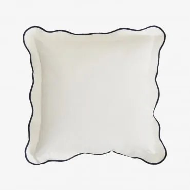 Kwadratowa Poduszka 45x45 Cm Z Bawełny Kovey Dark Blue - Biała - Sklum