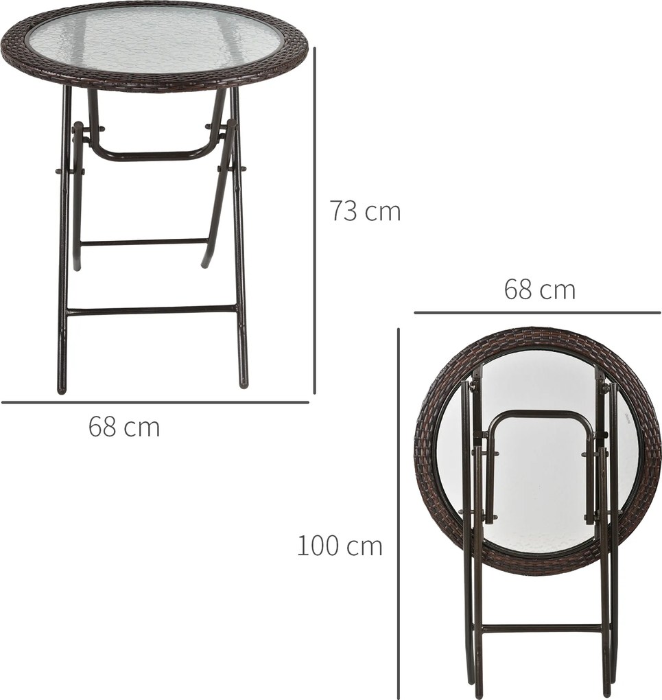 Outsunny Stół Ogrodowy Okrągły Składany Ø68 cm Stalowy Stół Kempingowy Balkonowy Praktyczny Design | Aosom PL