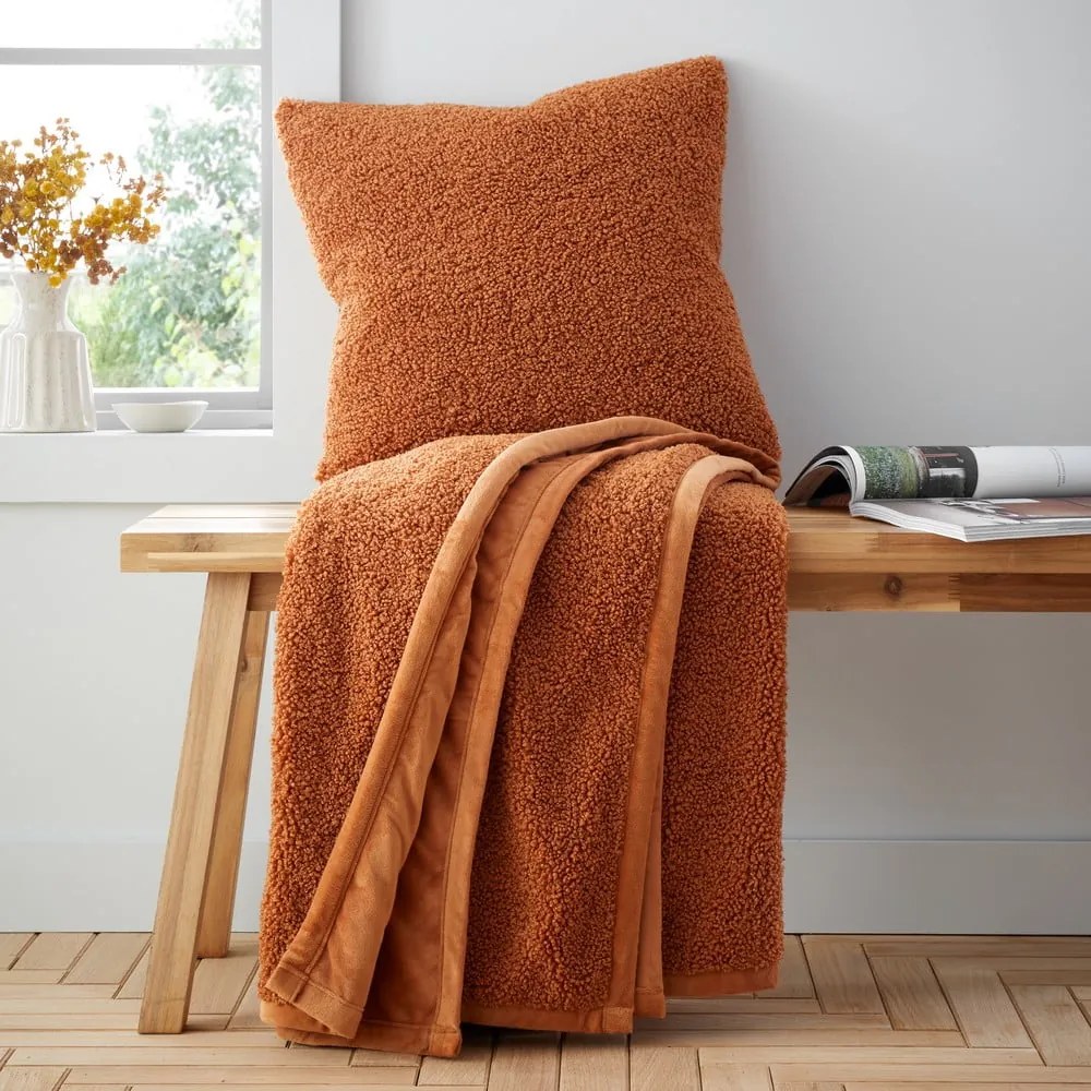 Pomarańczowy koc z mikropluszu 130x170 cm Velvet Boucle – Catherine Lansfield