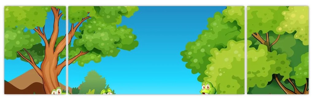 Obraz  - Wesołe żaby (170x50 cm)