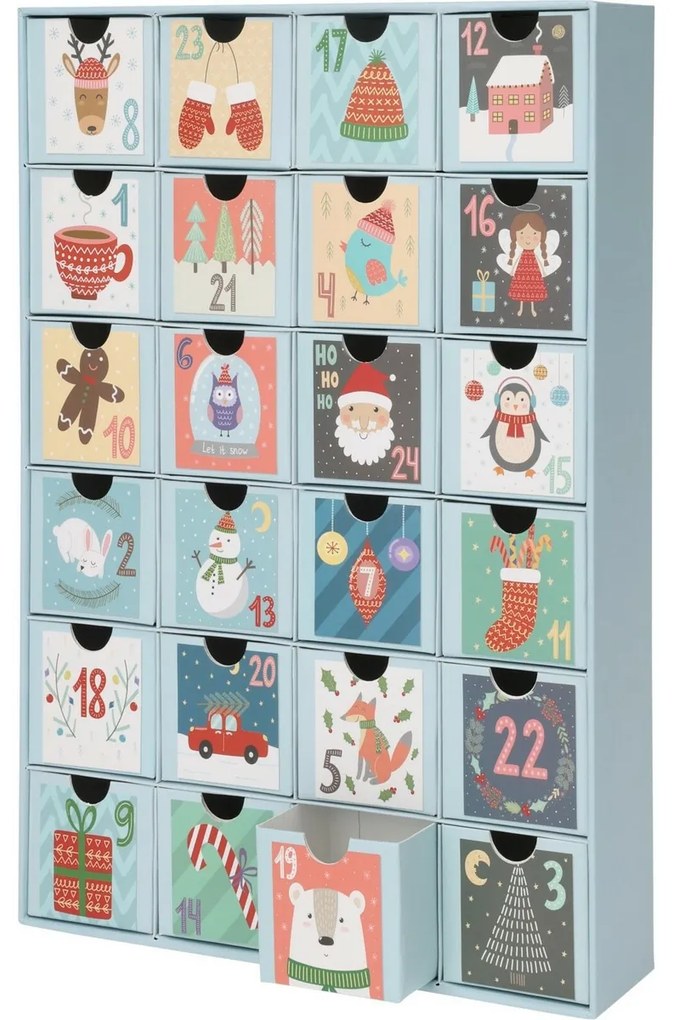 Papierowy kalendarz adwentowy Winter moments, 25,7x 6,4 x 38,3 cm