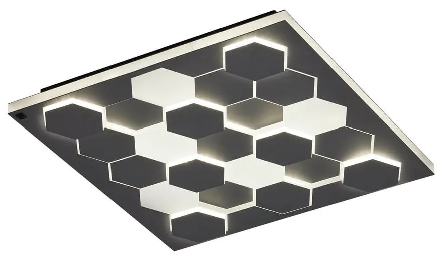 Czarna lampa sufitowa LED ze sterowaniem głosowym/mobilną aplikacją i metalowym kloszem 55x55 cm Cifavo – CINQUE