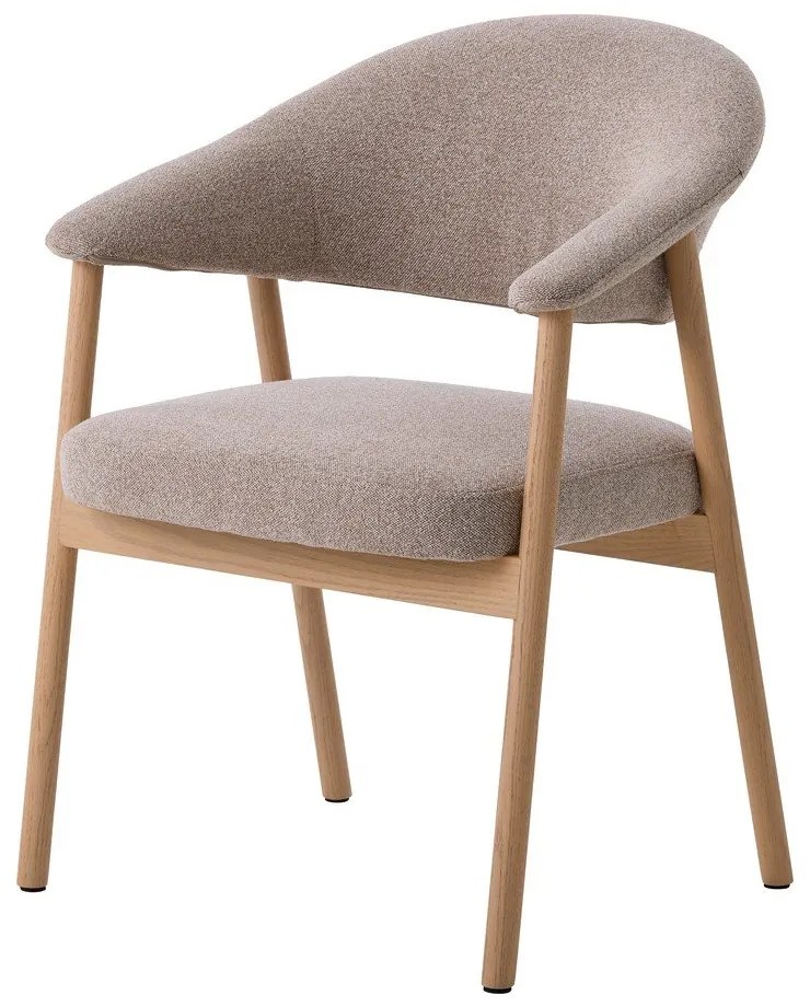 Beżowe fotele jadalniane zestaw z podłokietnikami 2 szt. z litego drewna dębowego Elk – Unique Furniture