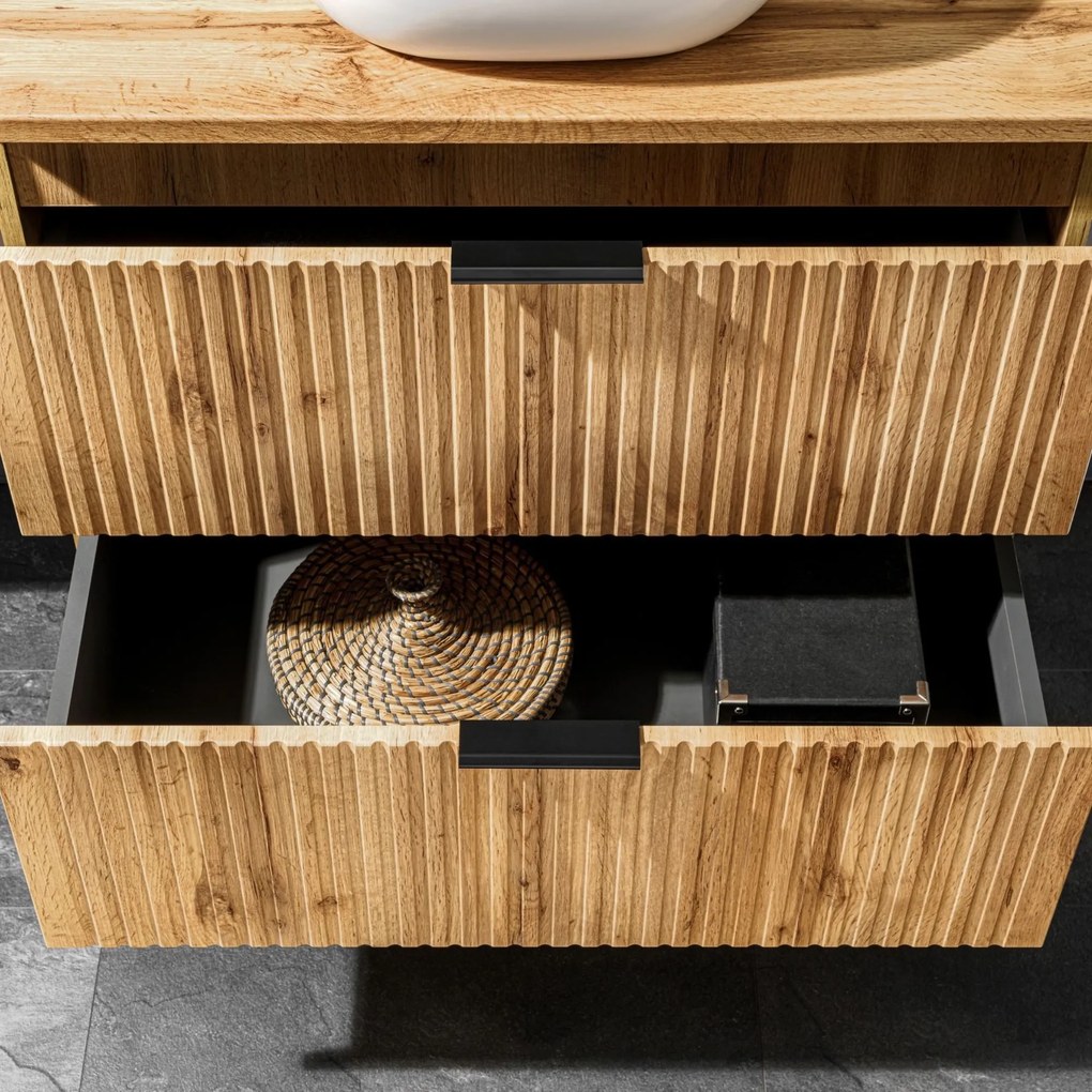 Szafka wisząca podumywalkowa w kolorze naturalnego drewna 60 x 46 cm ASTROS Light oak z blatem