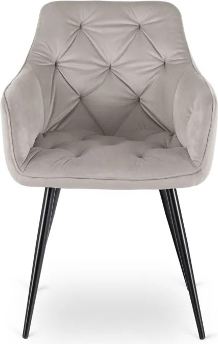 Zestaw Stół Prostokątny Rozkładany VICTOR 160-240 cm Czarny Marmur i 4 Krzesła MODESTO Szare Welurowe Nowoczesne