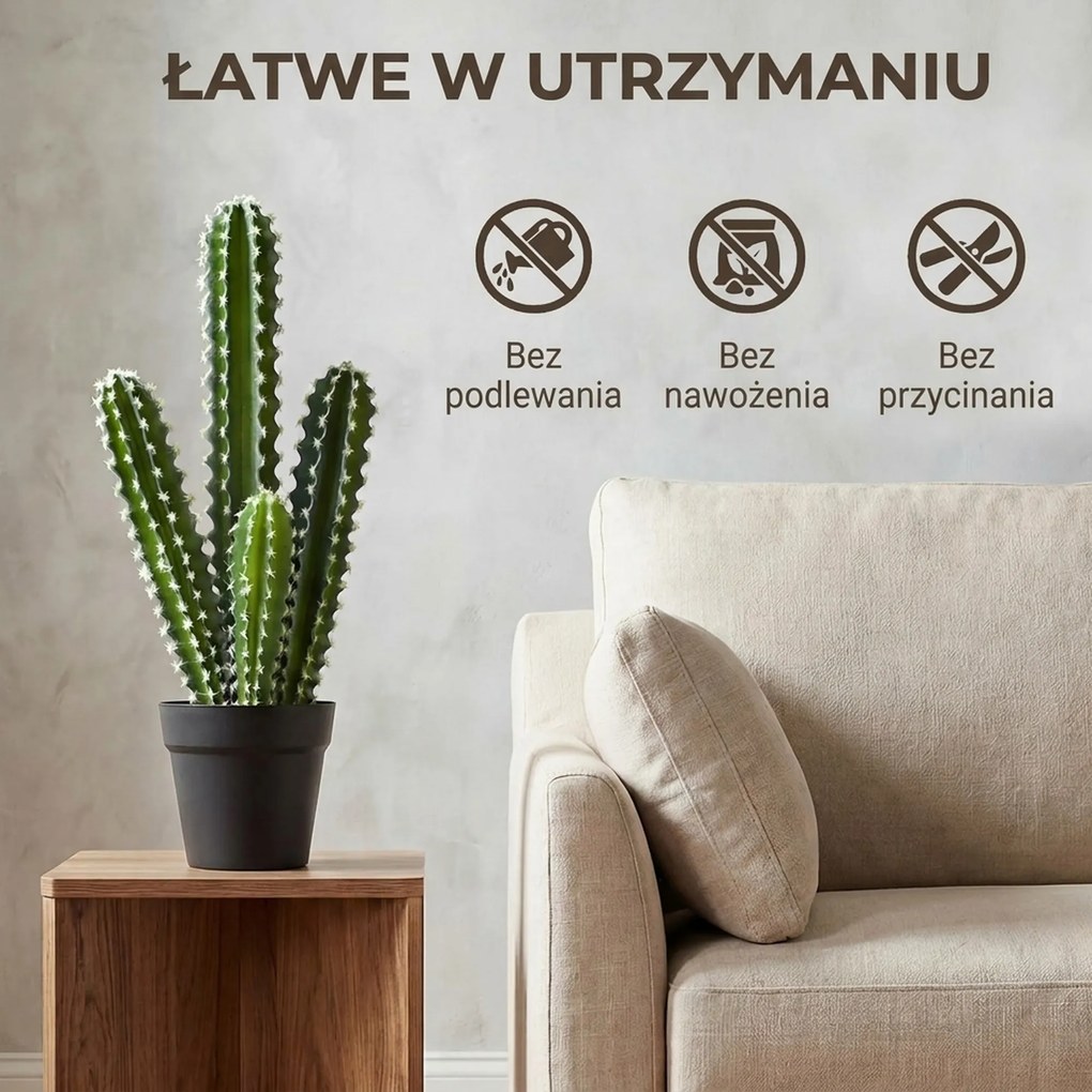 HOMCOM Sztuczny kaktus 53 cm w doniczce do domu, biura | Aosom PL