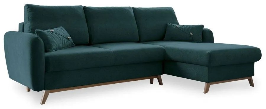 Turkusowy narożnik rozkładany Miuform Scandic Lagom, prawostronny