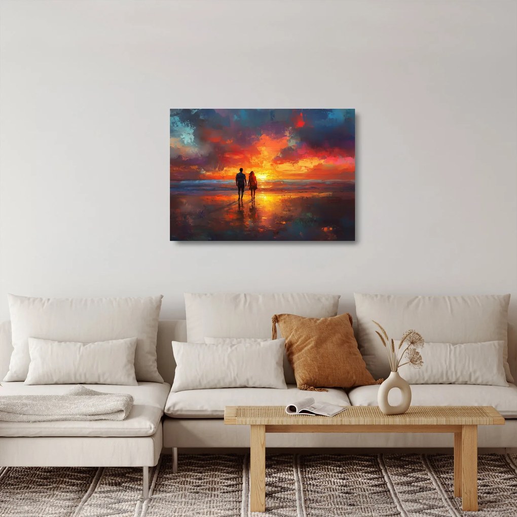 Obraz na szkle - Spacer po plaży (70x50 cm)