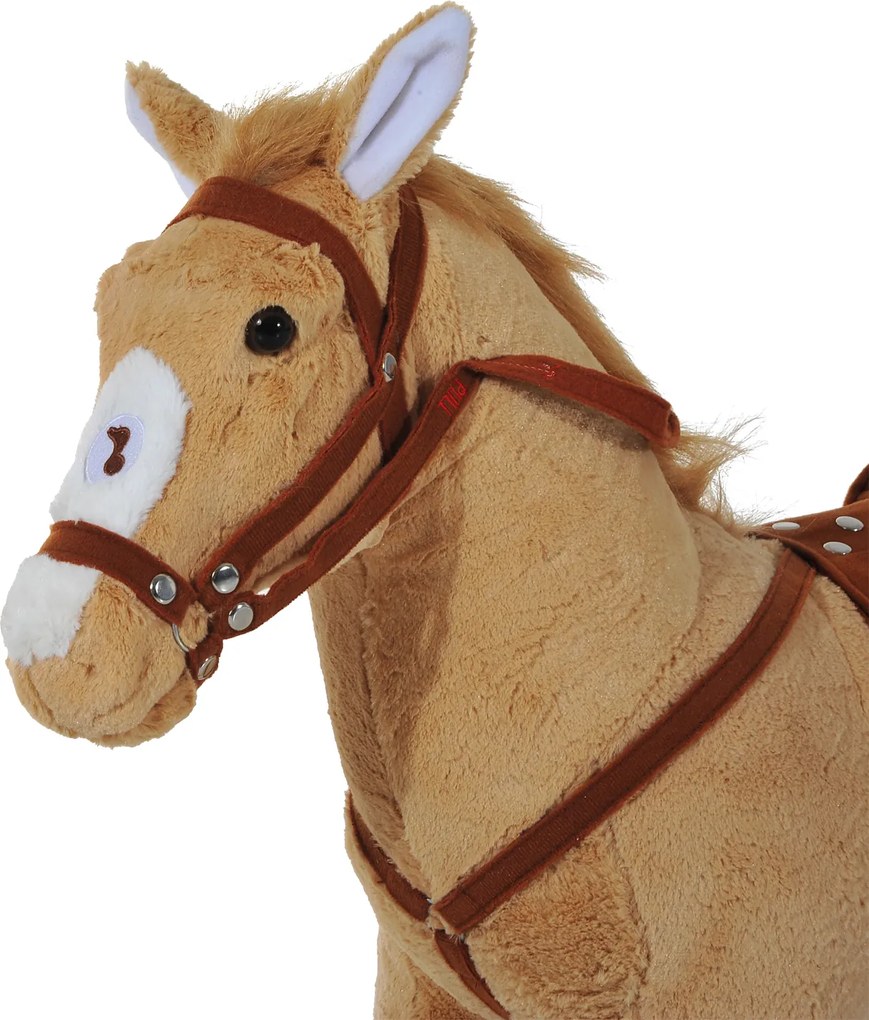 HOMCOM jazda na koniu konik-zabawka pluszowy konik dla dzieci stojący koń wydający odgłosy siedzenie wysokość 48 cm