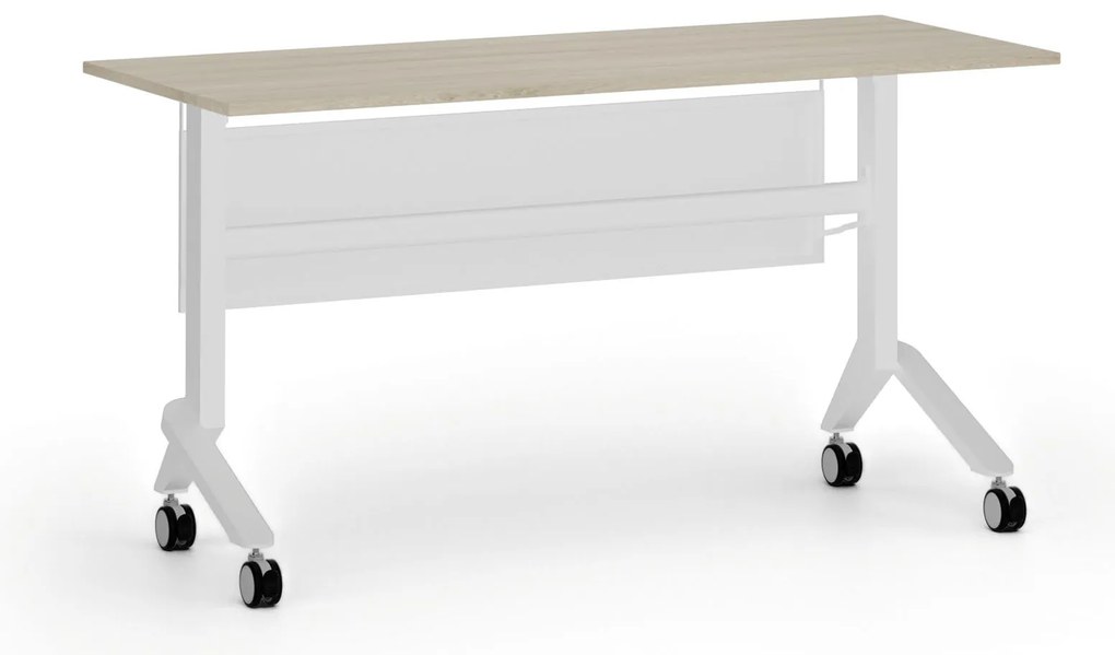 Mobilny stół PRIMO MOVE, 140x60 cm, biała podstawa, dąb naturalny