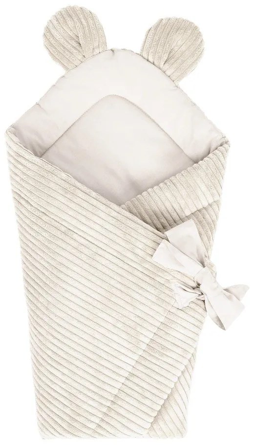 Beżowy rożek niemowlęcy sztruksowy 35x65 cm – Meowbaby