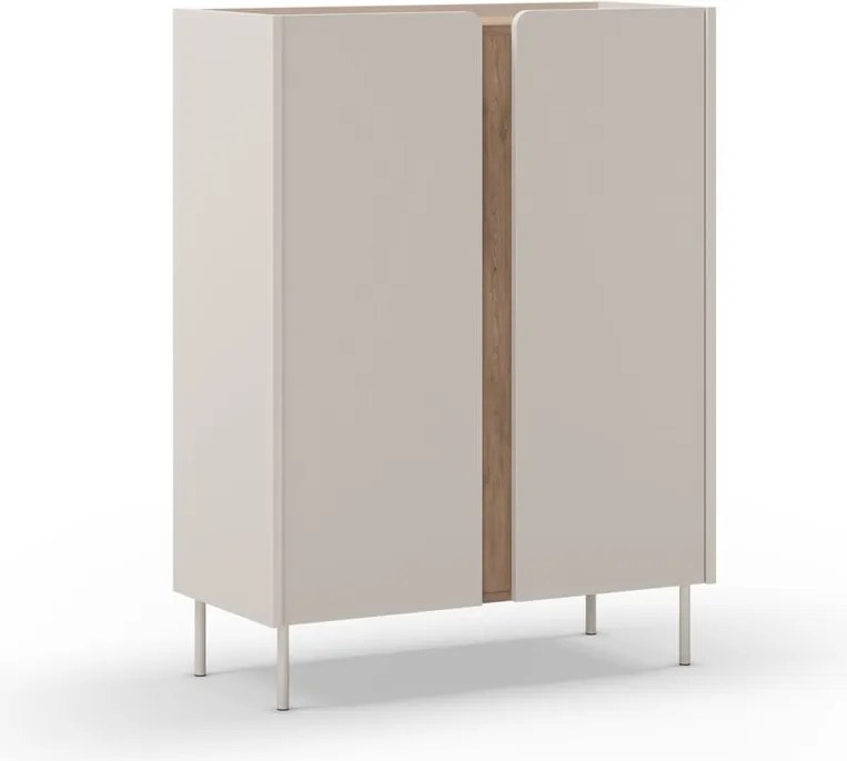 Kremowo-naturalna szafka w dekorze dębu 90x120x40 cm Lucile – Marckeric