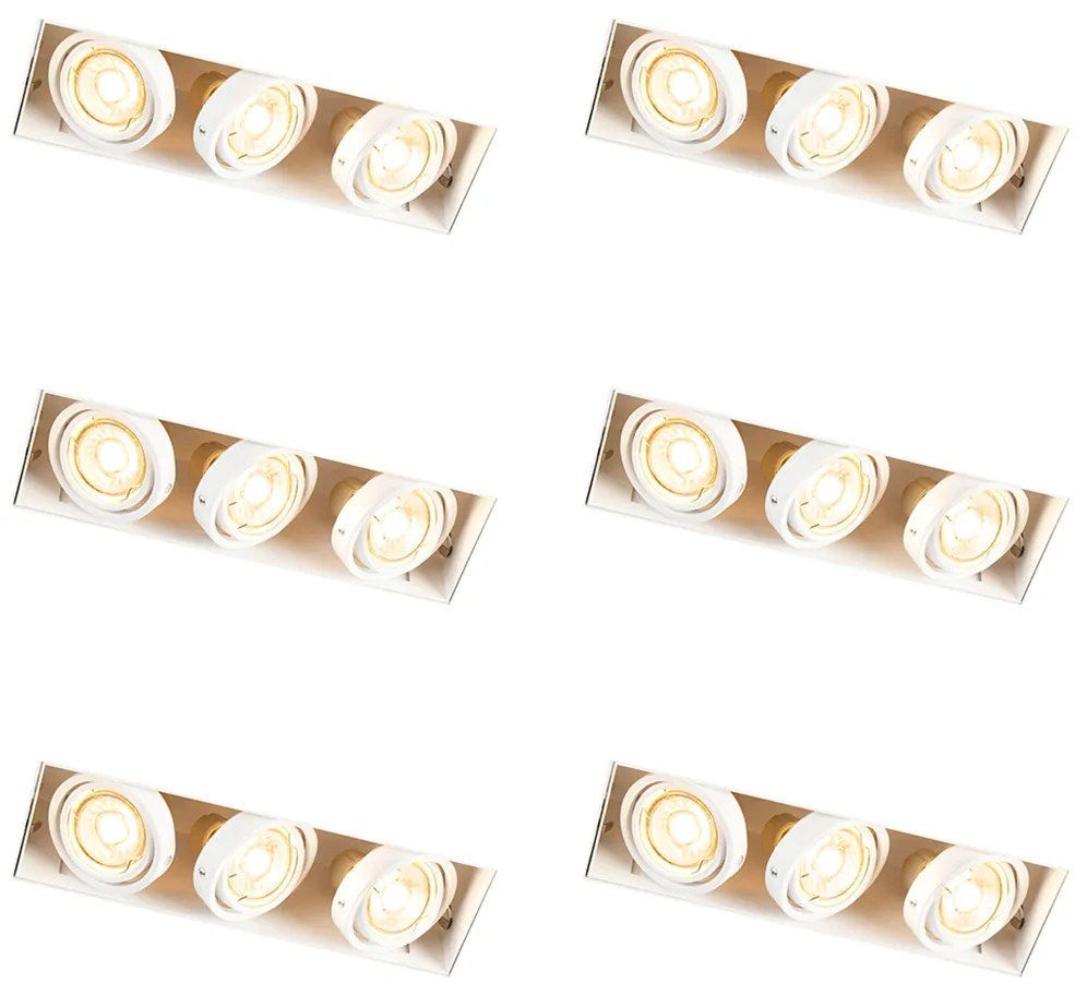 Zestaw 6 reflektorów wpuszczanych białych regulowanych bezramkowych 3-punktowych - Oneon