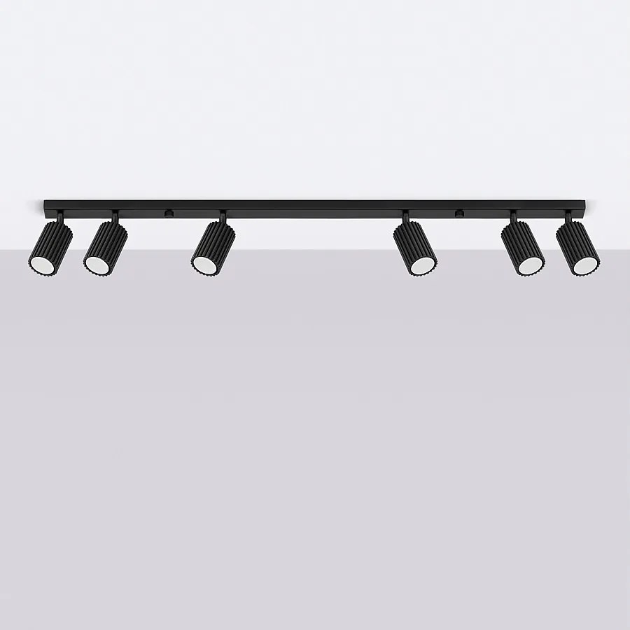 Lampa sufitowa minimalistyczny Gloow, aluminium - 6 źródło światła 4000K - L.117 x H.16.5 cm - czarny