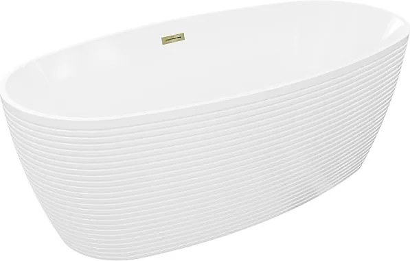 Mexen Lira wanna wolnostojąca wzór 170 x 80 cm, biała, przelew złoty - 52831708000-50