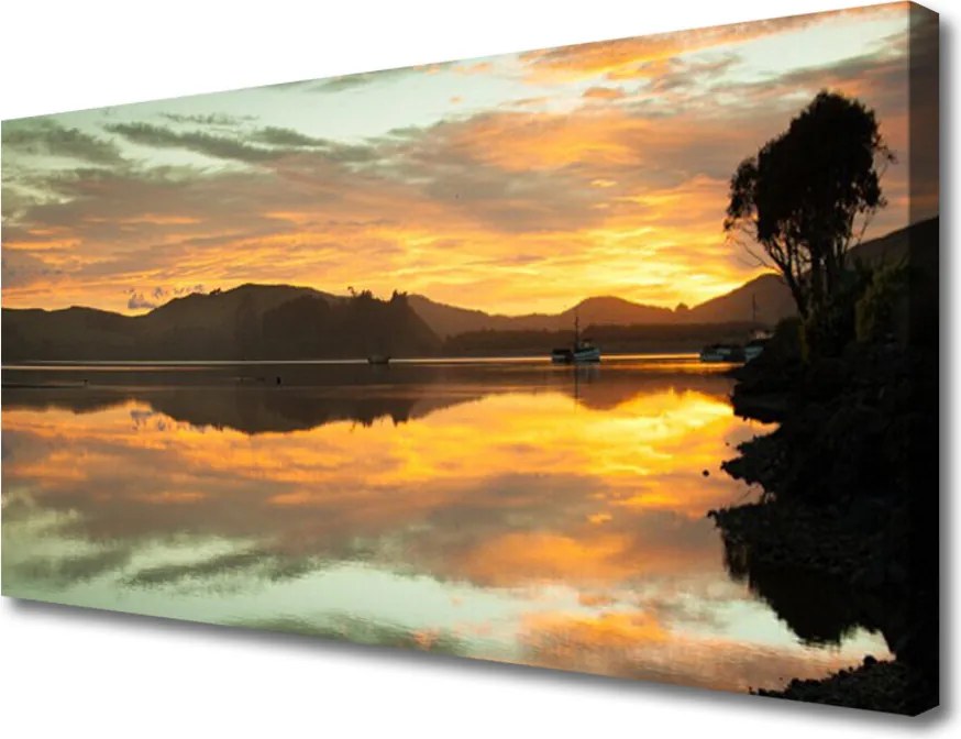 Obraz na płótnie Odbicie Gór w Lustrze Wody