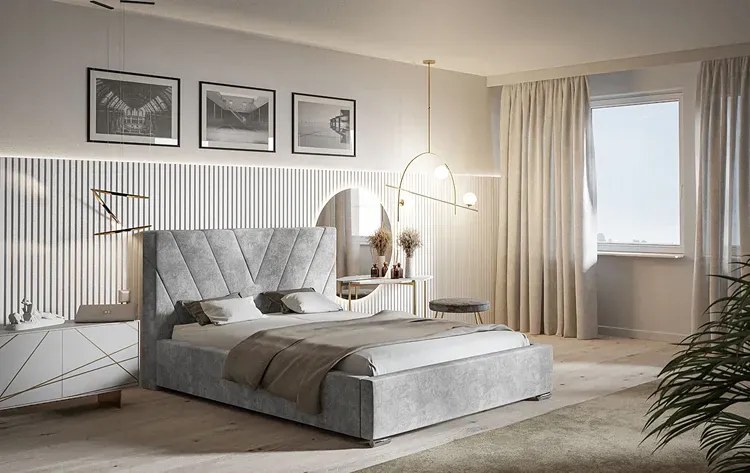 Tapicerowane łóżko małżeńskie 160x200 Infermi 2X - 36 kolorów