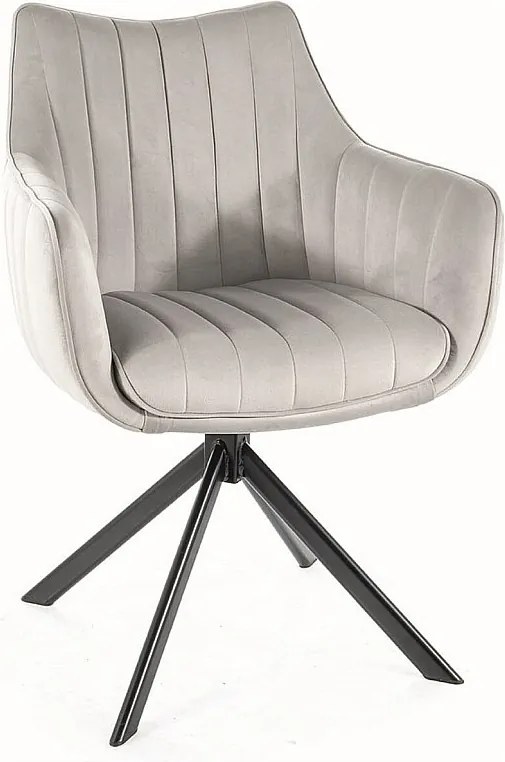 Krzesło tapicerowane AZALIA VELVET jasnoszare