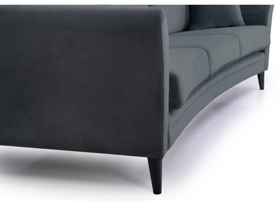 Ciemnoszara aksamitna sofa Scandic Eden, 237 cm