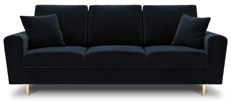 Ciemnoniebieska aksamitna rozkładana/ze schowkiem sofa 235 cm Kyoto – Cosmopolitan Design