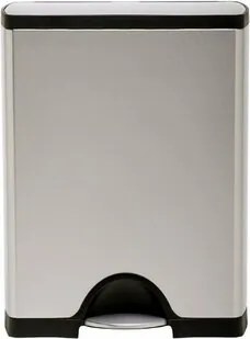 Simplehuman Prostokątny kosz na śmieci z pedałem, 46 l, stal