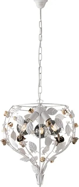 Piękny, biały, lakierowany, żelazny żyrandol w stylu shabby chic, 3 światła, 113 Ø49 BL196-3-BCO