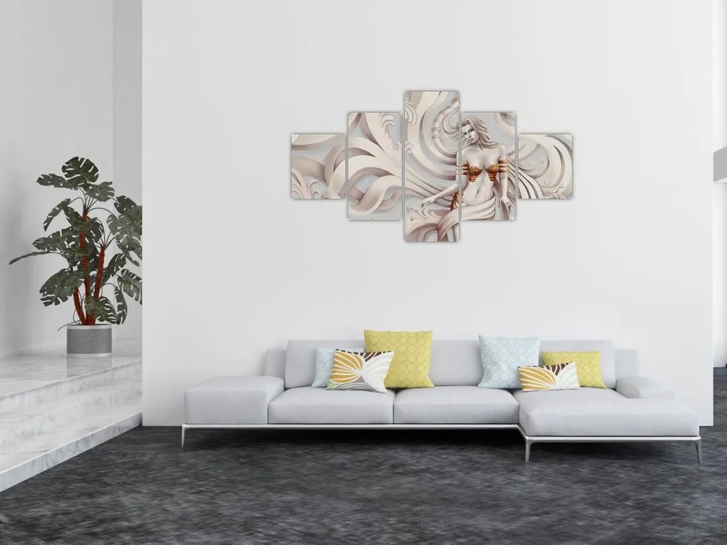 Obraz bogini z motywem kwiatowym (125x70 cm)