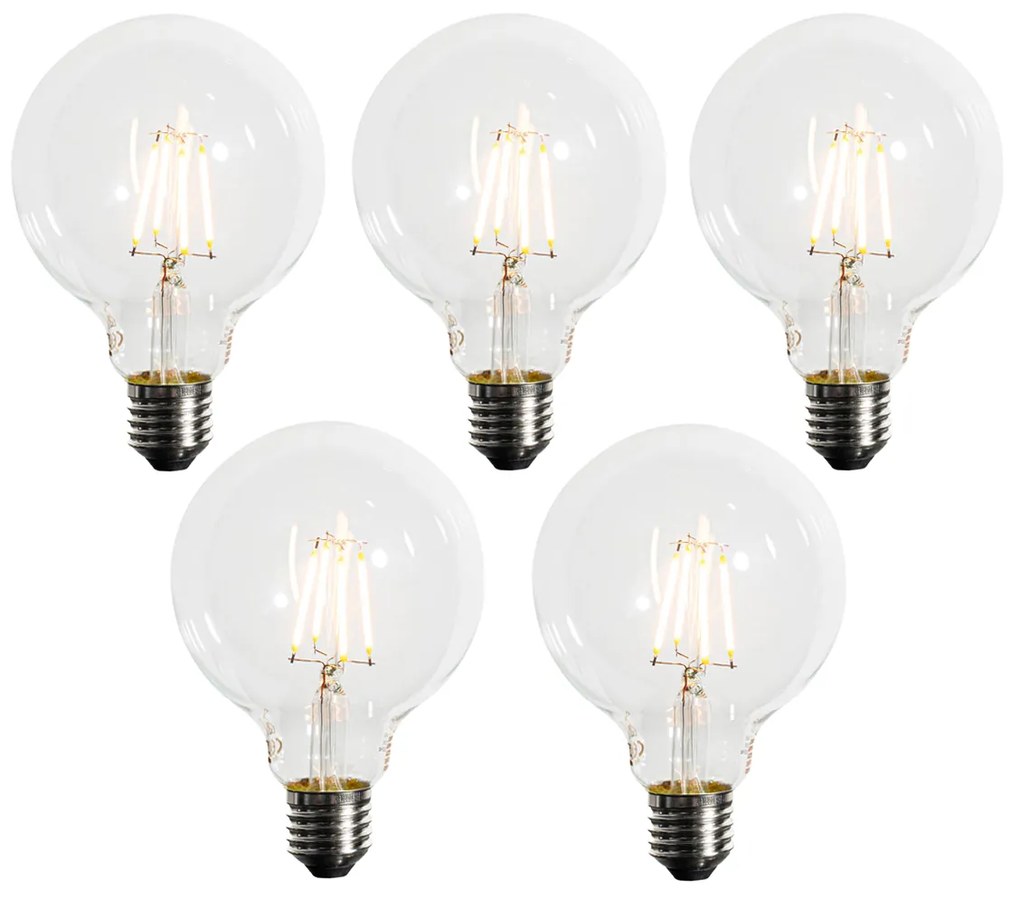 Zestaw 5 ściemnialnych żarówek LED E27 G95 5W 450LM 2200K